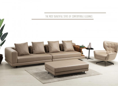 Sofagarnitur Polstersofa Viersitzer Sessel Beige Sofa 2tlg Kunstleder